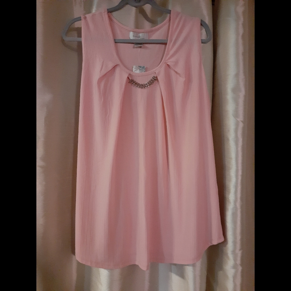 Pretty Soft Pink Flowy Sleeveless Blouse